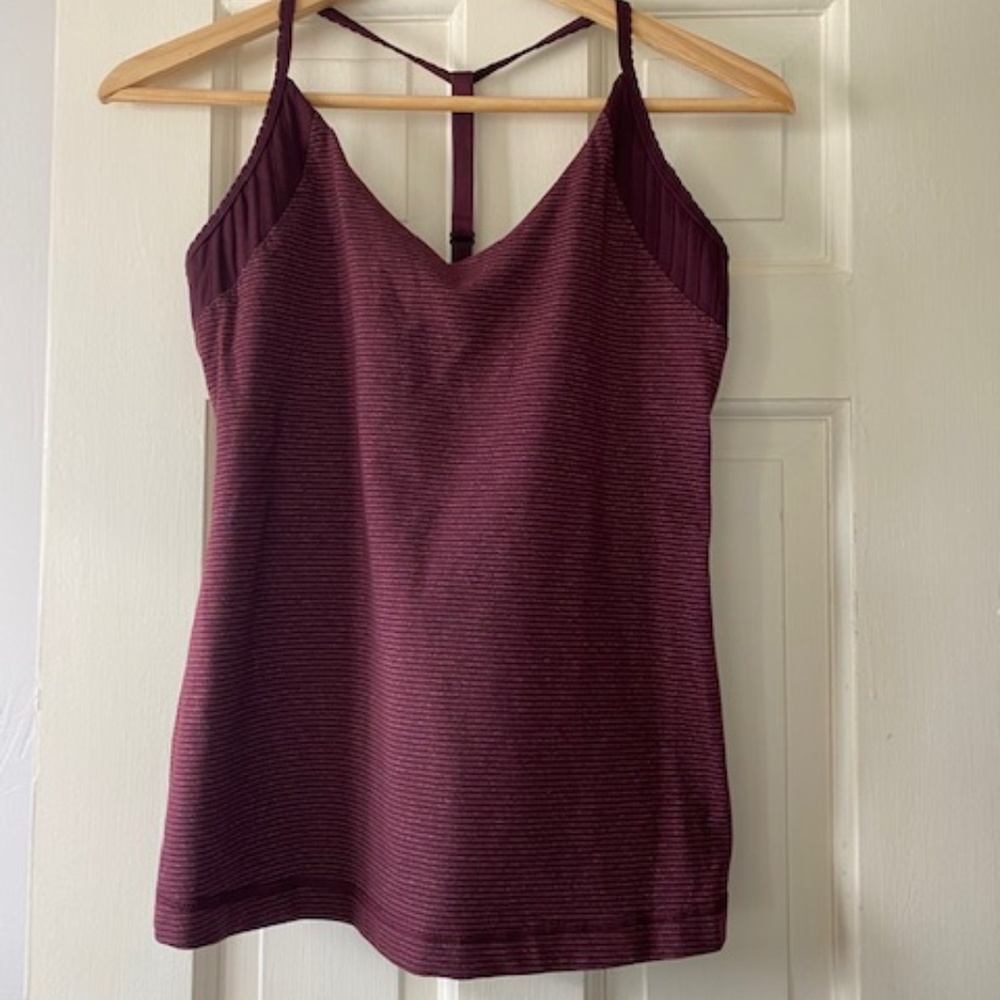 Lululemon maroon striped tank size 8